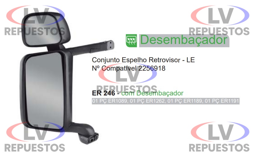 ESPEJO RETROVISOR LI C/ DES. C/ AUX. MANUAL BRAZO ALUM. S4/S5 FABBOF