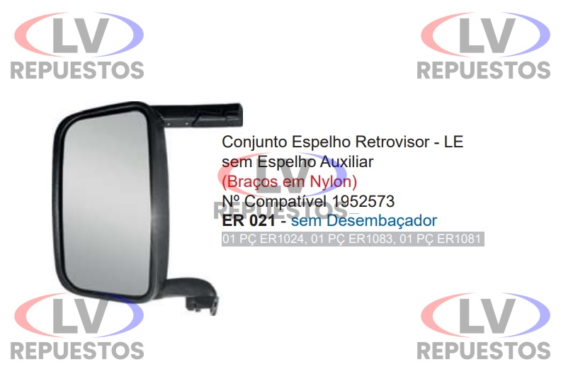 ESPEJO RETROVISOR LI S/ DES. S/ AUX. MANUAL BRAZO NYLON S4/S5 FABBOF