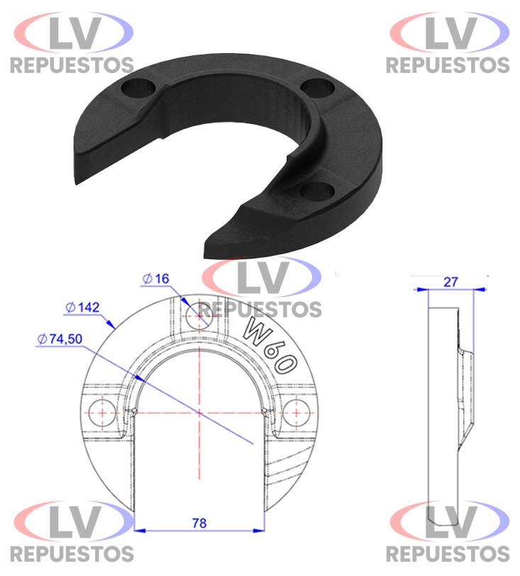 GANCHO DESGASTE 5TA RUEDA DE 3 AGUJEROS OLIVO