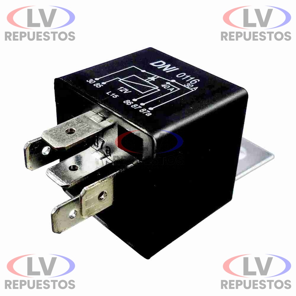 RELAY AUXILIAR 12V 40/30A 5 PATITA C/ SOPORTE DNI