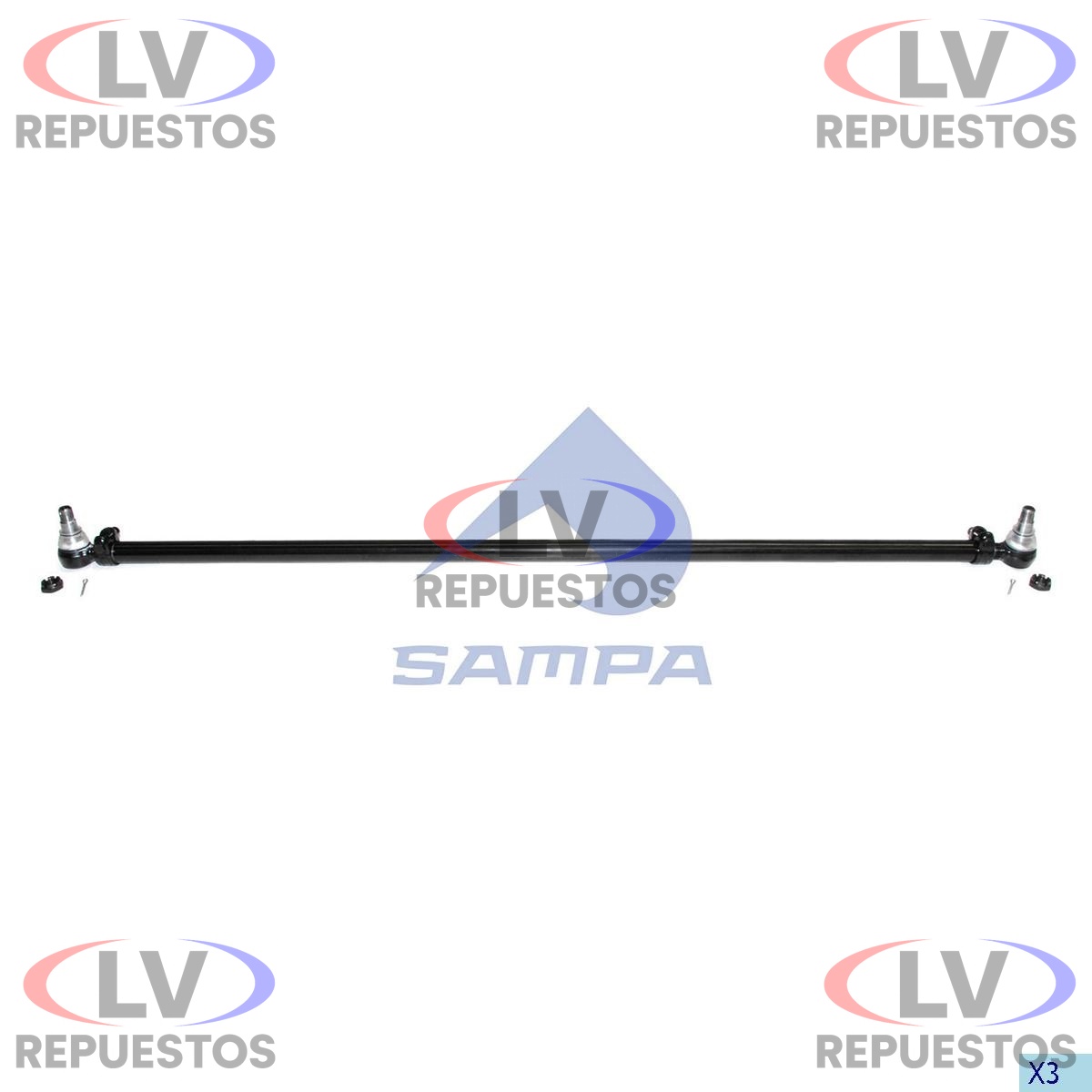 BARRA DIRECCION LARGA 1725MM RECTO SUSP. ELASTICO SC112/113/S4 SAMPA