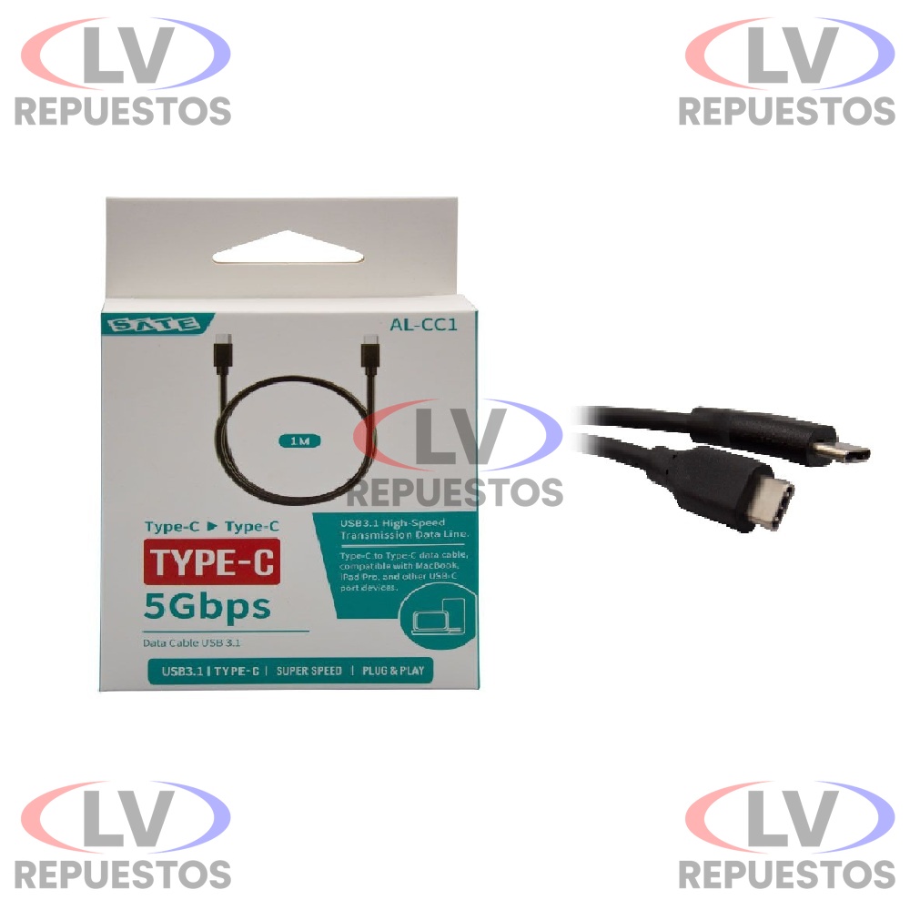 CABLE USB-C/USB-C 1M 3.0 CARGA RAPIDA AL-CC1 SATE