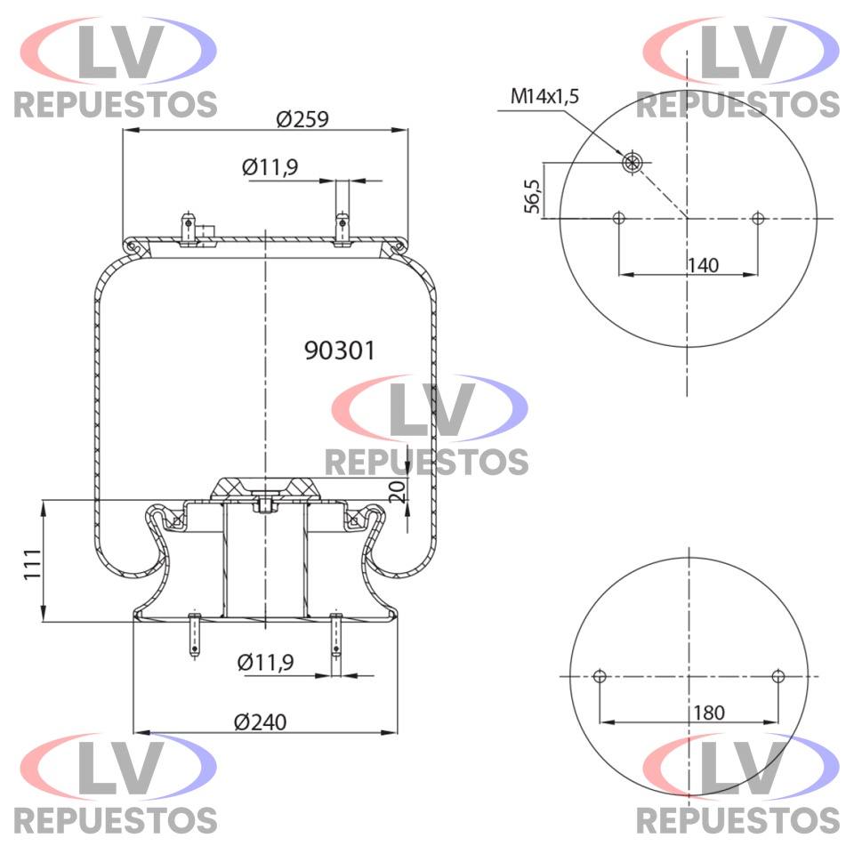 PULMON SUSP. DT C/ BASE SC S4 COLECTIVO LUFTECH
