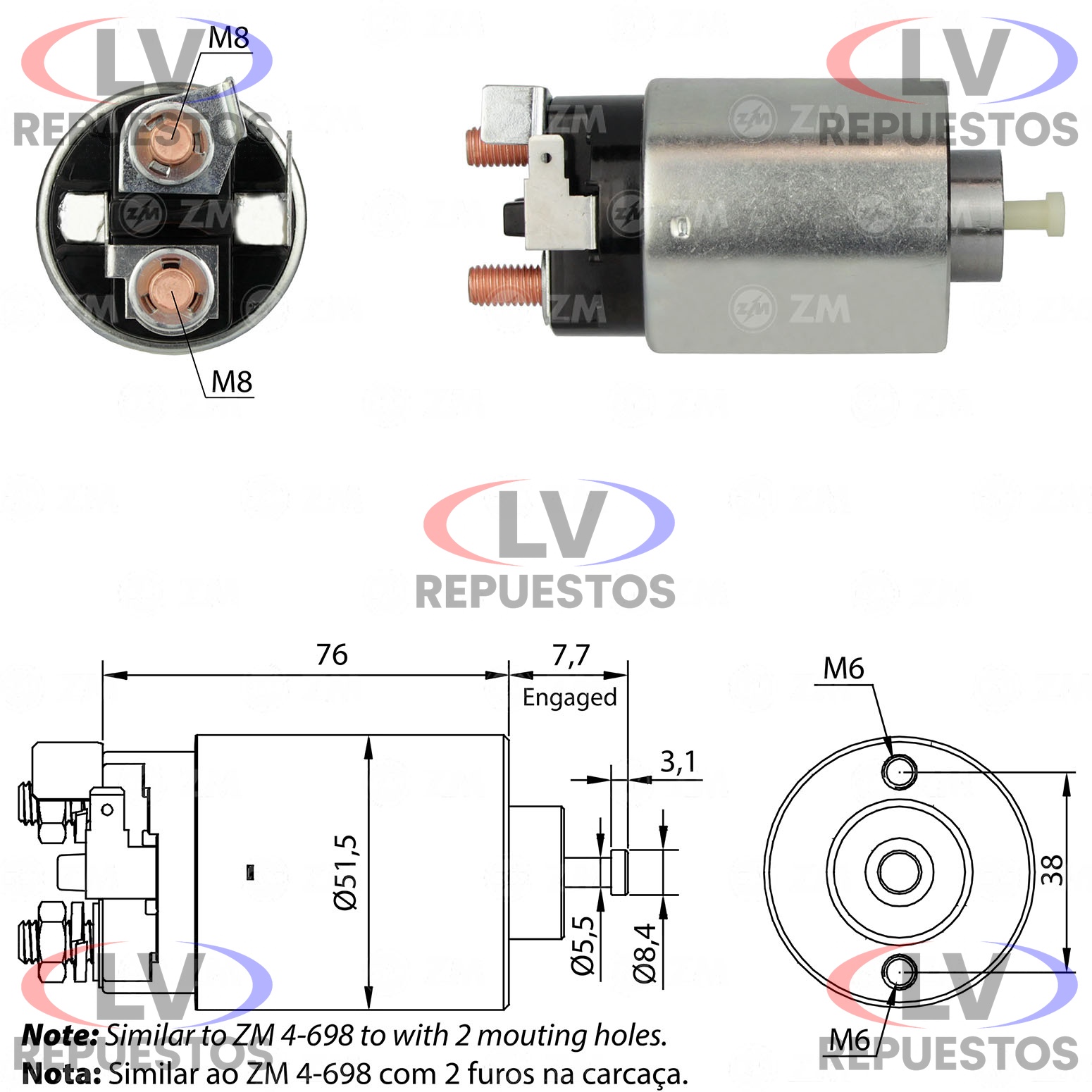 AUTOMATICO DE ARRANQUE 12V MITSUBISHI ZM
