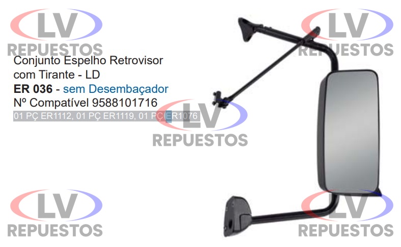 ESPEJO RETROVISOR LD S/ DES. MBB AXOR/ATEGO 2007/2013 FABBOF