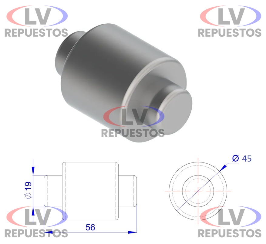 RODILLO ZAPATA DE FRENO BENDIX 45X19X58MM OLIVO
