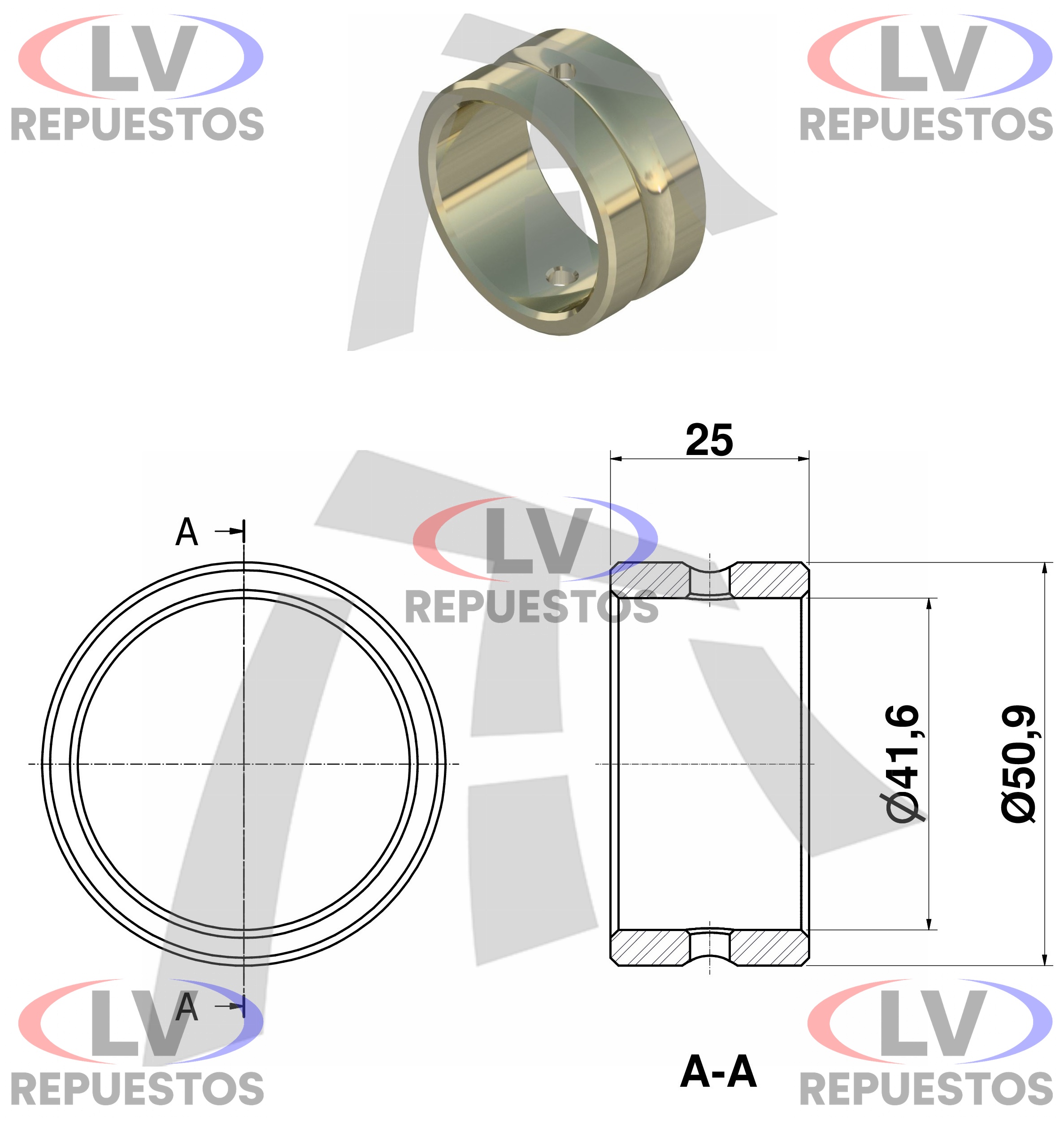 BUJE EJE Z METAL 41.6X50.9X25MM THOR