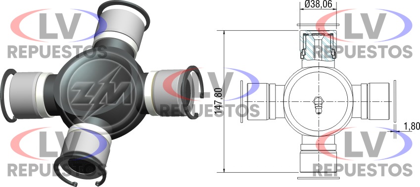 CRUCETA CARDAN DE 38MM SC-P93/94 ZM