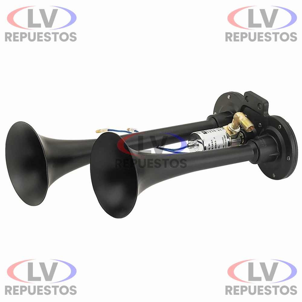 BOCINA CORNETA DOBLE NEGRO 24V/12V GAUSS