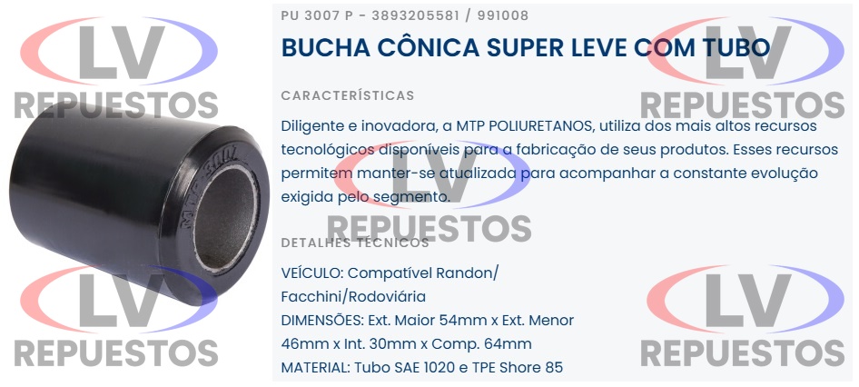BUJE TENSOR CONICO 55X46X30X62MM RANDON MTP