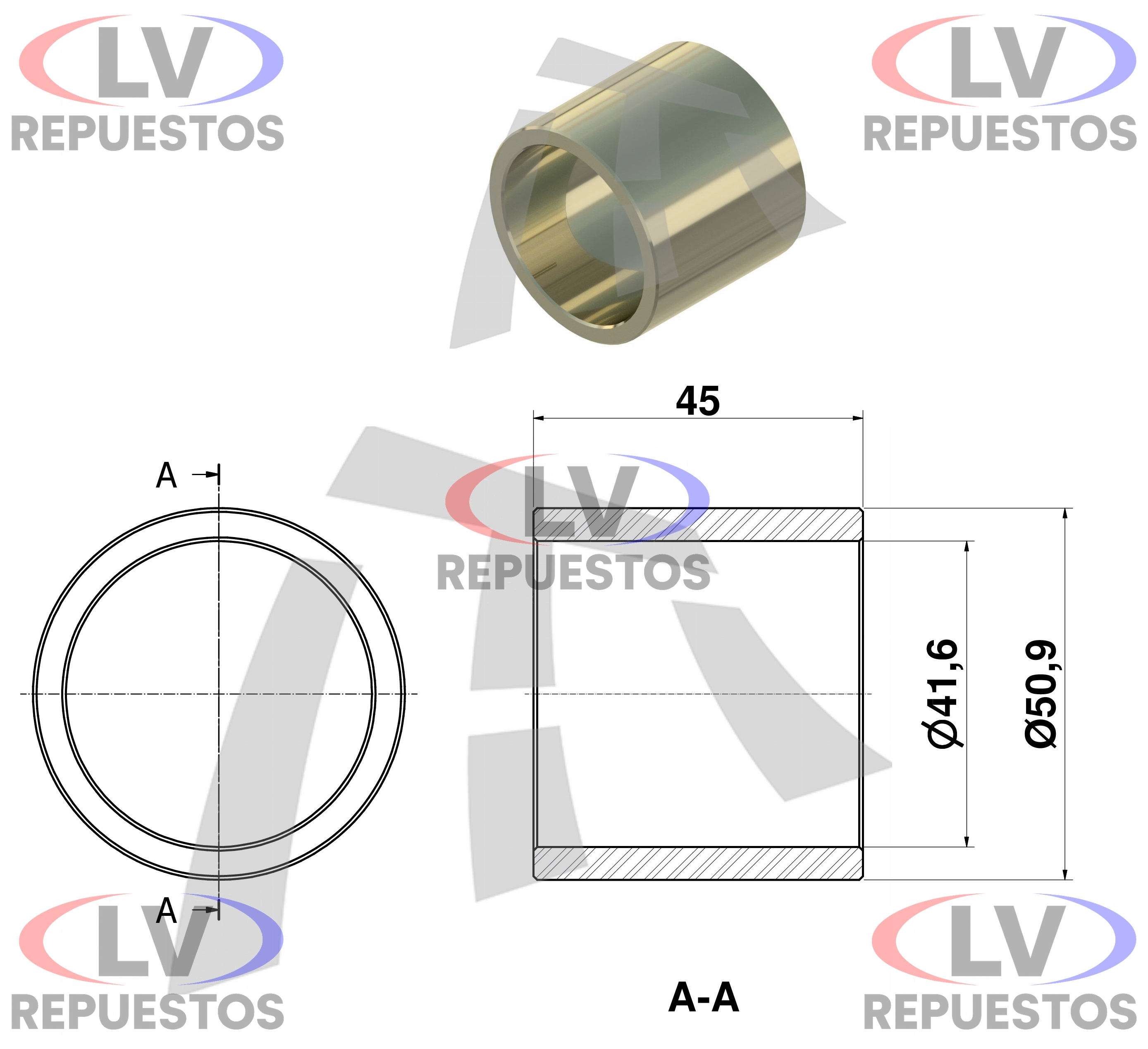 BUJE EJE Z METAL 41.6X50.9X45MM THOR