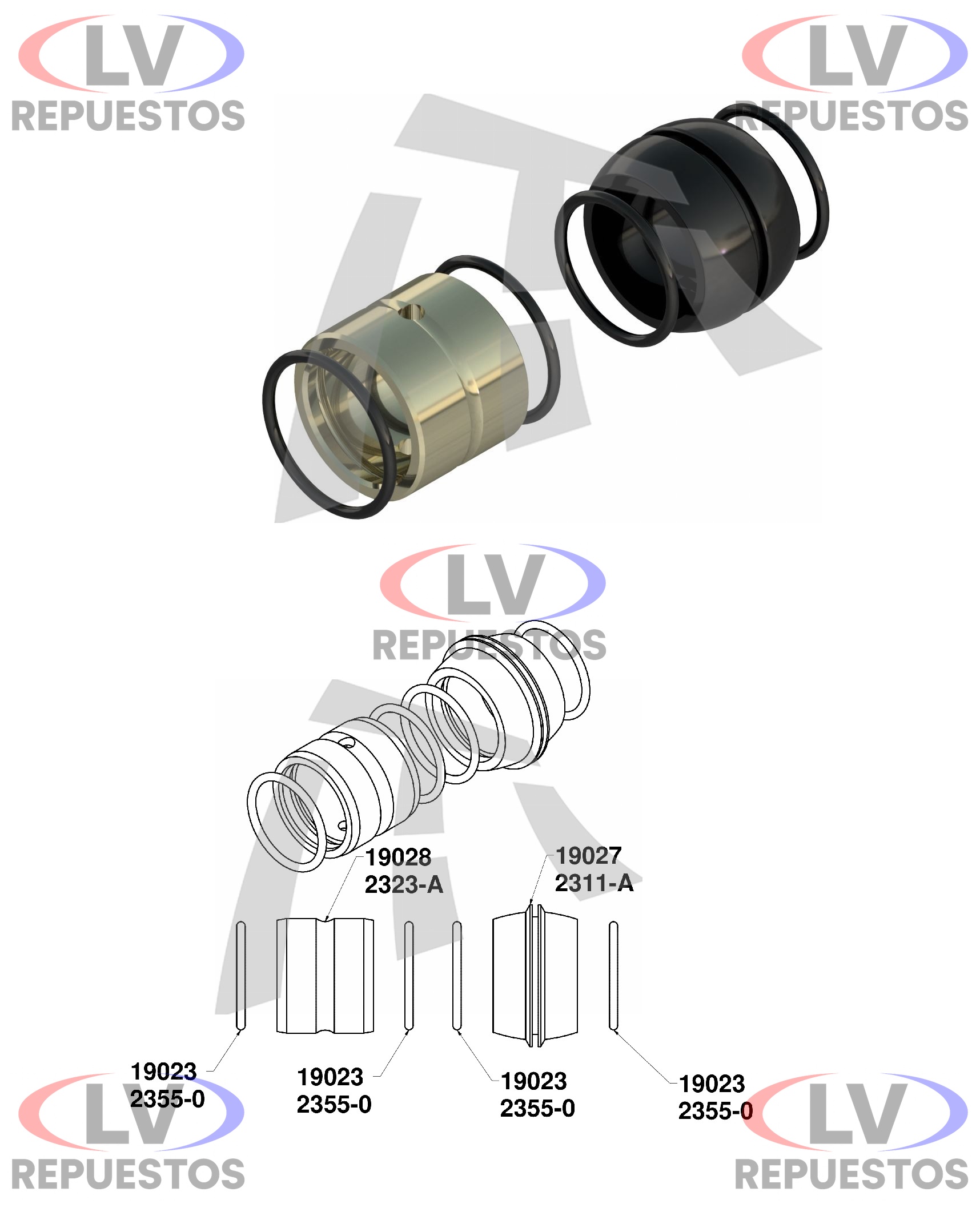 KIT REPARO EJE Z CARRETA GUERRA (ACERO) THOR