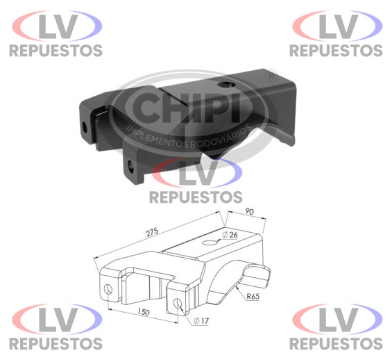 ZAPATA MAZO ELASTICO EJE REDONDO 130MM GUERRA P/SOLDAR CHIPI