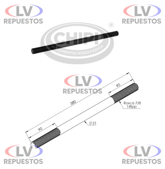 VARILLA LIMITADOR SUSPENSOR 7/8X380 CHIPI