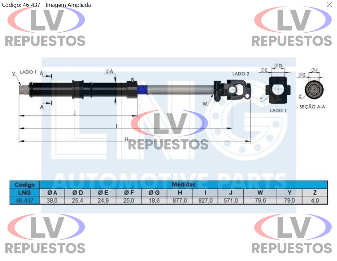 COLUMNA DE DIRECCION CABINA ALTA 744MM S4/S5 LNG