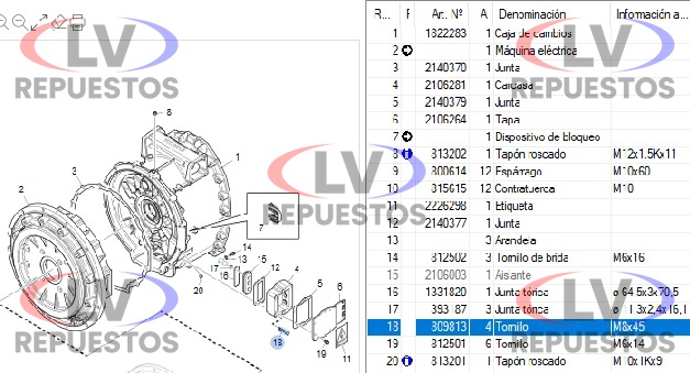 TORNILLO TAPA CAJA DE CAMBIOS GRS895 COLECTIVO SCANIA ORIGINAL