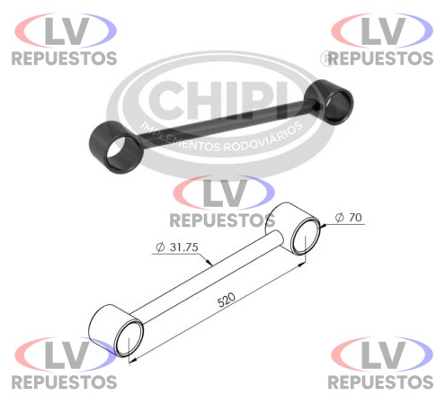 BRAZO TENSOR FIJO OJAL 70MM X 520MM CARRETA CHIPI