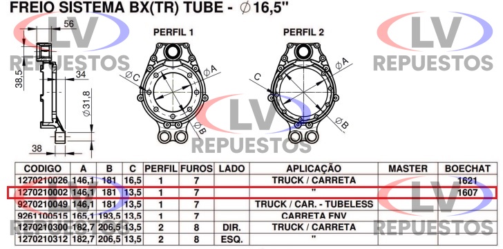 SOPORTE ZAPATA FRENO 7 AG-9/16" BENDIX SILPA