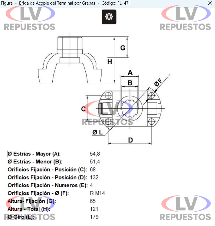 BRIDA CENTRAL CARDAN SC-112 50MM 22 ESTRIAS MECPAR