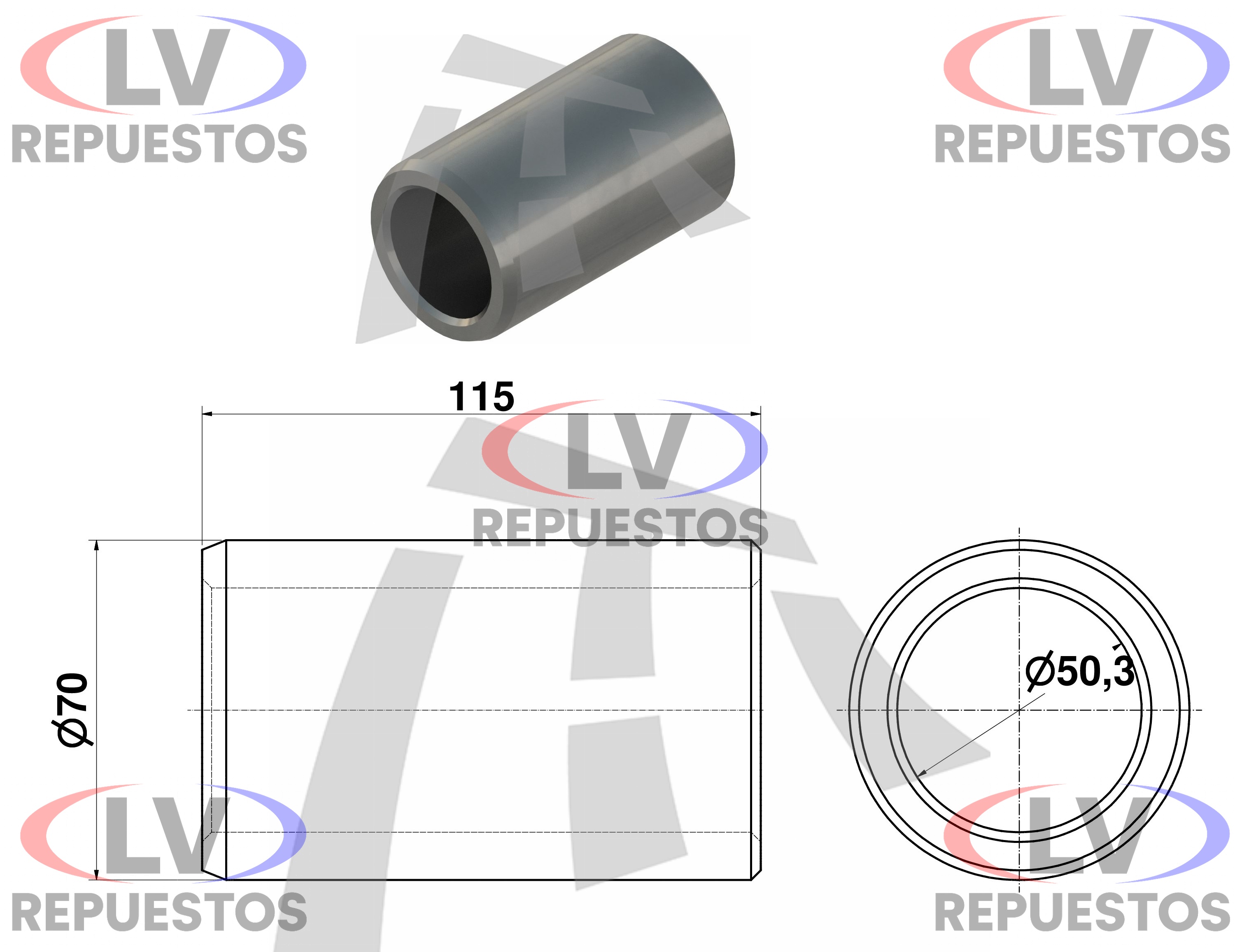 PERNO BALANZA 50X260MM CHAVETA CONICA TRUCK/CARRETA THOR
