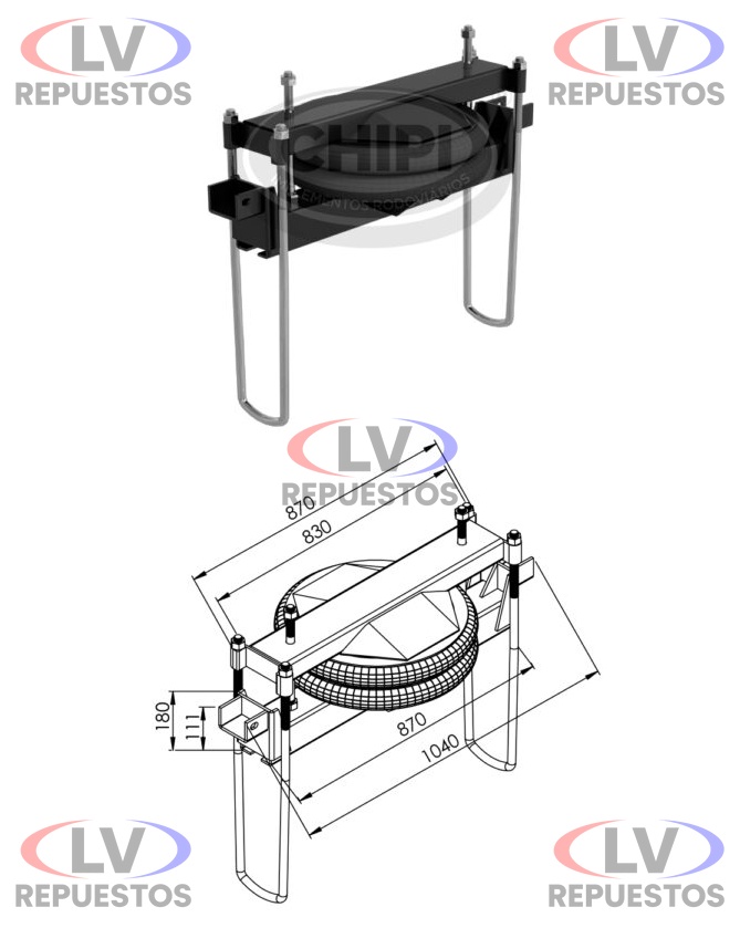 KIT ALZA EJE CARRETA REBAJADO 840MM CHIPI