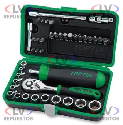 JUEGO DE TUBOS C/ CRIQUET 1/4 41PCS TOPTUL
