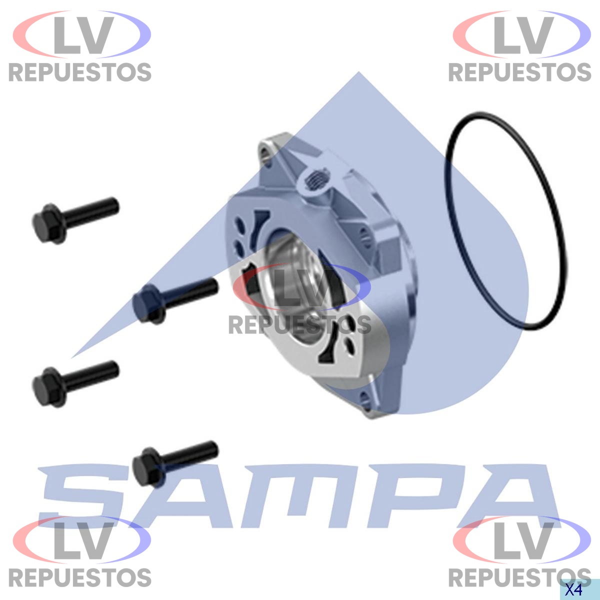 TAPA COMPRESOR AIRE TRASERO KNORR 88MM C/ SALIDA A BOMBA LP49 SAMPA