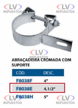 ABRAZADERA ESCAPE C/ SOPORTE 4.1/2" CROMADO SC S4 FABBOF