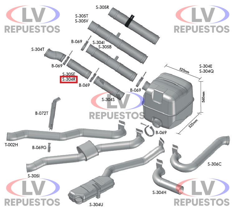 CA�O FLEXIBLE ESCAPE SALIDA MOTOR INTERMEDIARIO 4.1/2" 310MM SC S4/S5 BEPO