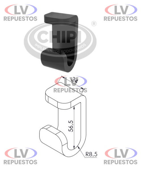 GANCHO CARRETA SOLDABLE TIPO G CHIPI