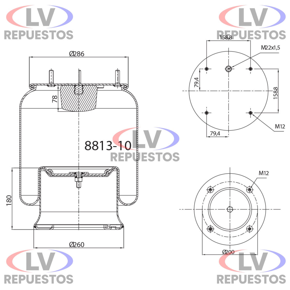PULMON SUSP. NEUMATICA TR BULON MACHO SC S3 LUFTECH