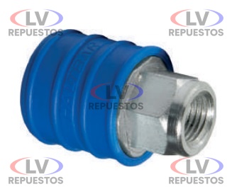 ENGATE RAPIDO PARA GAS PLASTICO AZUL ROSCA HEMBRA 1/4"
