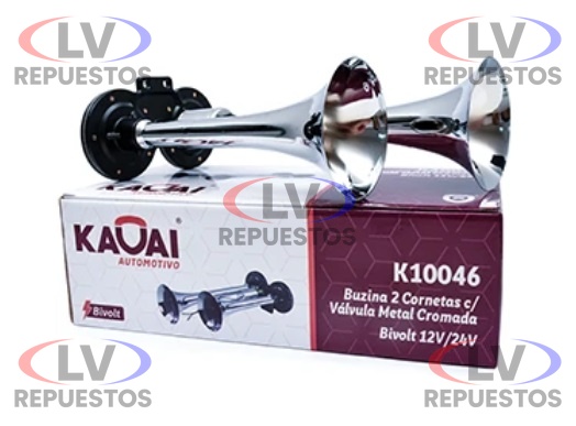 BOCINA AIRE CORNETA DOBLE CROMADA 12V/24V KAUAI