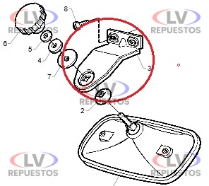 SOPORTE ESPEJO CURVO CHICO SC-112/13 SUECO SCANIA ORIGINAL