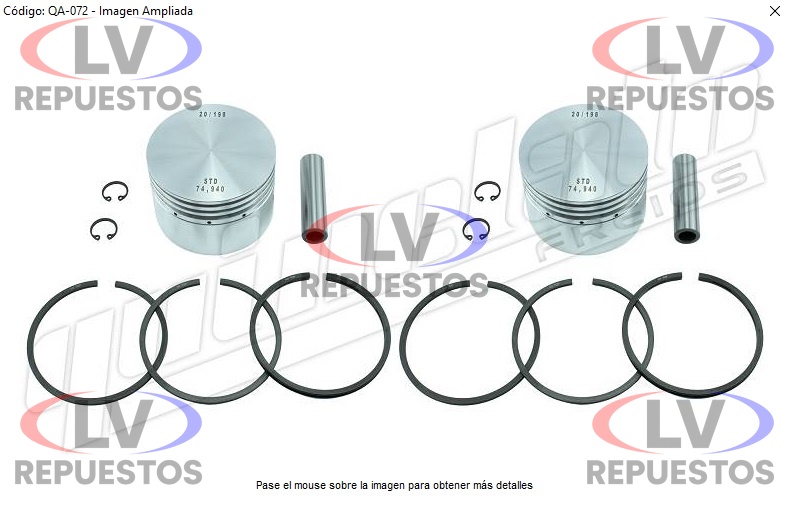 PISTON COMPRESOR AIRE S/ ARO BENDIX 75MM 0.50 QUINELATO