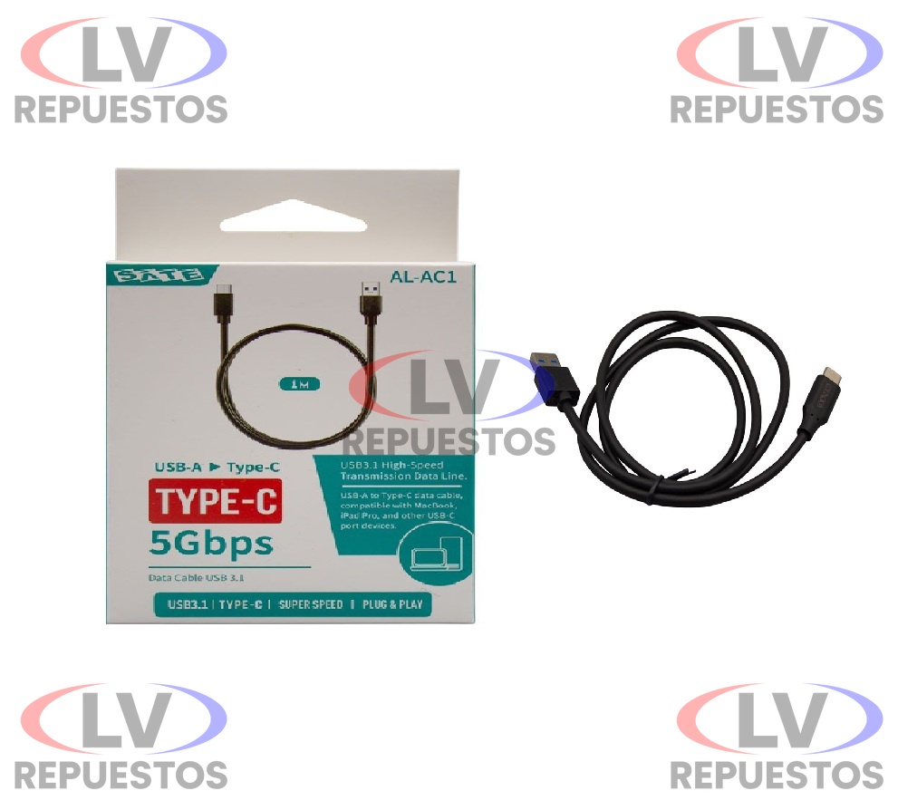 CABLE USB-A/USB-C 1M 3.0 CARGA RAPIDA AL-AC1 SATE