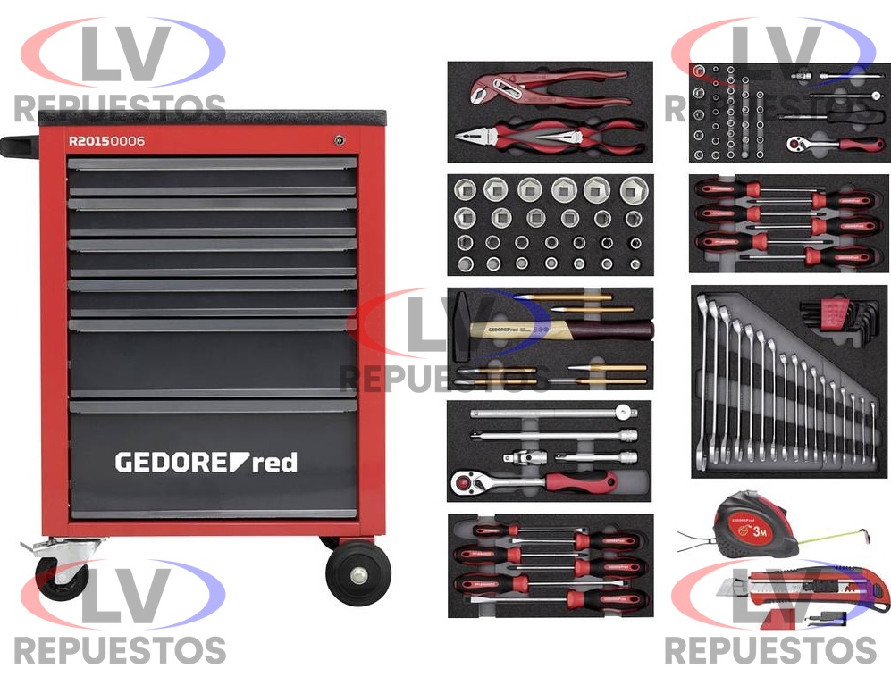 CARRO DE HERRAMIENTAS 220PZ NEGRO 6 GABETAS GEDORE RED