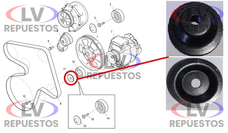 ARANDELA DE POLEA TENSOR CHICO LISO 8PK S5 SCANIA ORIGINAL