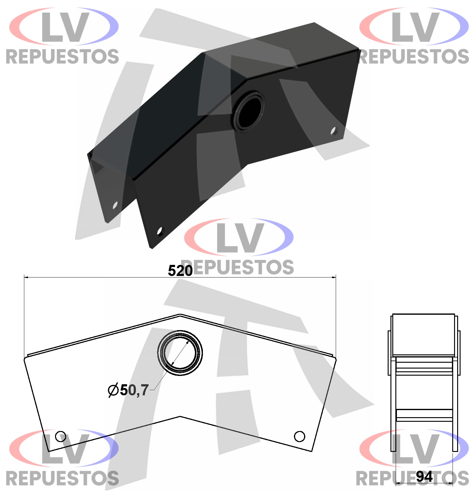 BALANZA TRUCK/CARRETA EN V 510X94MM PERNO 50MM (GUERRA) THOR