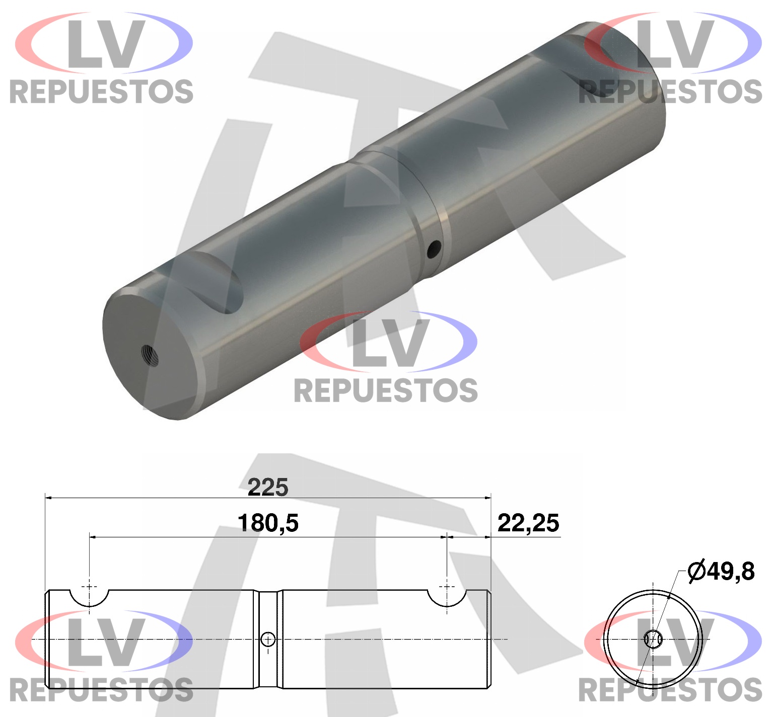 PERNO BALANZA 50X225MMX180.5MM TRUCK/CARRETA THOR