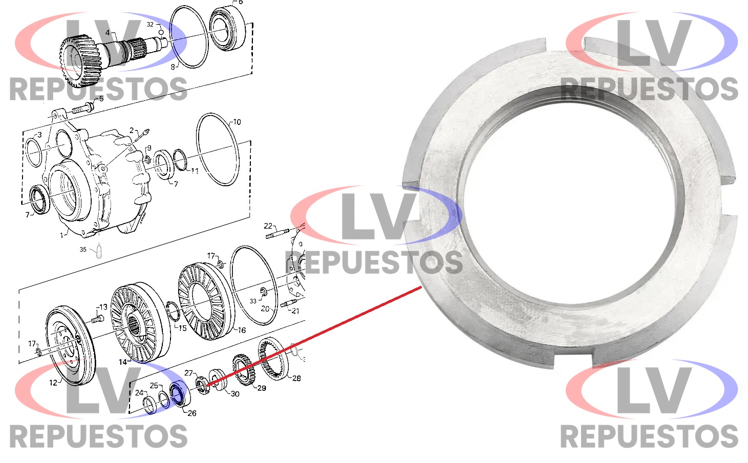 TUERCA RETARDER CAJA GR801R/900R SCANIA ORIGINAL