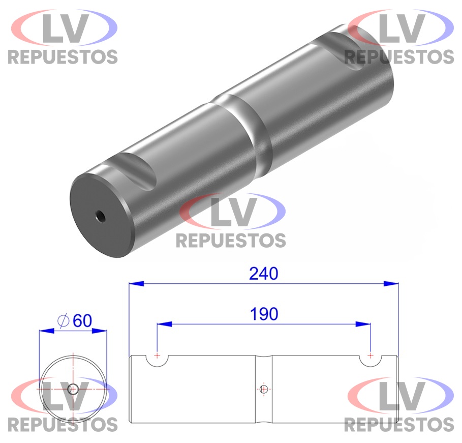 PERNO BALANZA 60X240MM CHAVETA CONICA CARRETA OLIVO