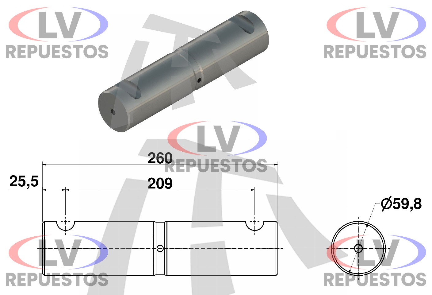 PERNO BALANZA 60X260MM THOR