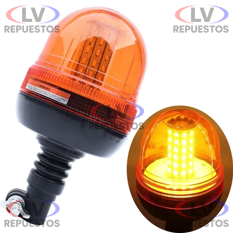 SIRENA FLASH BEACON MEDIANO C/SOPORTE 12/24V NARANJA