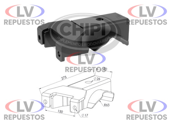 ZAPATA MAZO ELASTICO EJE REDONDO 130MM RANDON CHIPI