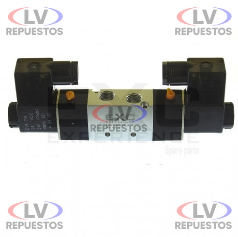 VALVULA SOLENOIDE DOBLE 24V 5/2 VIAS 1/4NPT CARRETA EXC