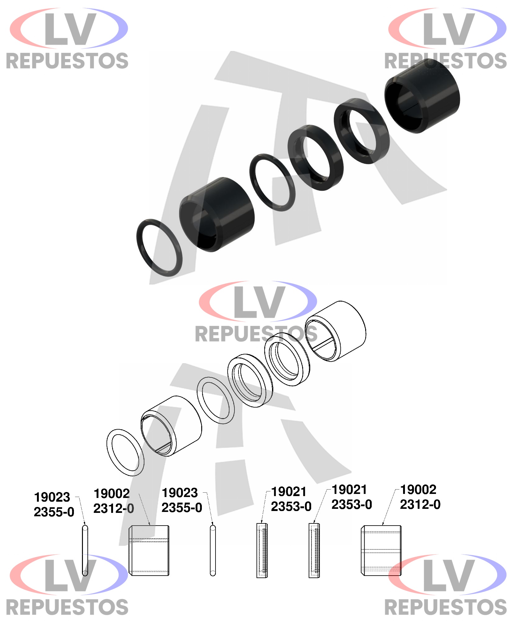 KIT REPARO EJE Z SISTEMA BENDIX BUJE NYLON THOR