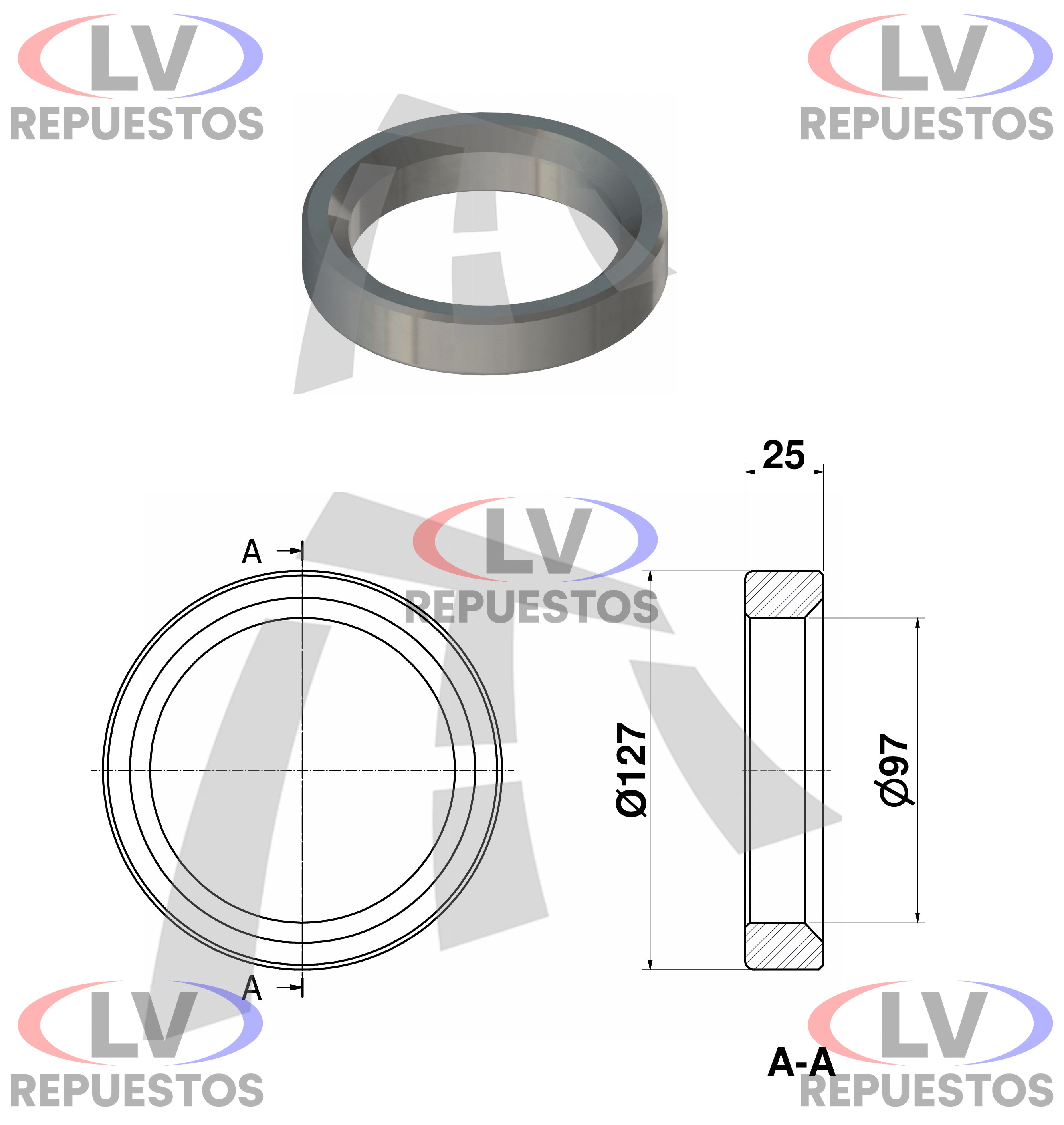 ASIENTO RETEN CARRETA GUERRA NOMA 97X127MM THOR