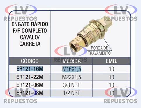 ENGATE RAPIDO MANO AMIGA CARRETA M16X1.5