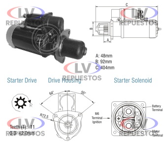 MOTOR DE ARRANQUE 24V JE 6.7KW SC-114/124 ZM